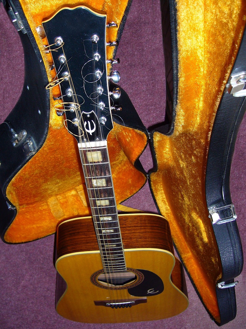 guitar, old, 12 string guitar